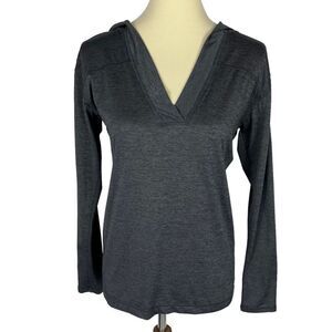 Z by Zella Heathered Gray Hooded Long Sleeve High Low Hem Active Top Women Small